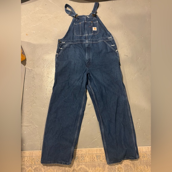 Carhartt Men’s Denim Overalls R07-DST Blue 42x32 Workwear Carpenter Bib Overalls - Picture 6 of 6